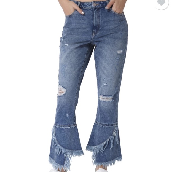 ONLY flare raw edge ankle distresses jeans sz 30 - Picture 3 of 11